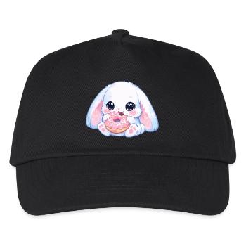 Kawaii Hase mit Donut - Kinder Basecap - Schwarz - Vorne
