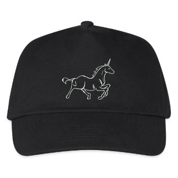 Running Unicorn Line Drawing - Kids’ Baseball Cap - black - Front