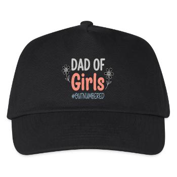 Dad of Girls Outnumbered Papa Shirt - Kids’ Baseball Cap - black - Front