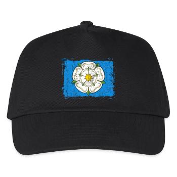 Yorkshire Rose Flagge Nordengland Großbritannien - Kinder Basecap - Schwarz - Vorne