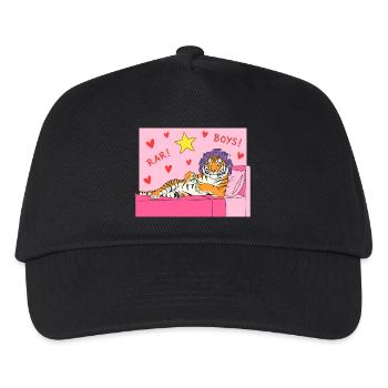 Pink Tiger Lounge mit Herzen und Haarlockenwicklern - Kinder Basecap - Schwarz - Vorne