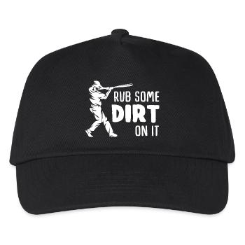 Rugged Digging Silhouette with Dirt Text - Kids’ Baseball Cap - black - Front
