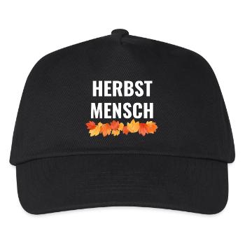 Herbstmensch – Bunte Blätter Statement - Kinder Basecap - Schwarz - Vorne