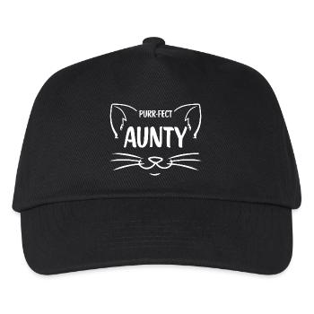 Purrfect Aunty Katzendesign - Kinder Basecap - Schwarz - Vorne