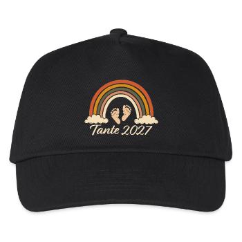 Tante 2027 Schwangerschaft Ankündigung Regenbogen - Kinder Basecap - Schwarz - Vorne