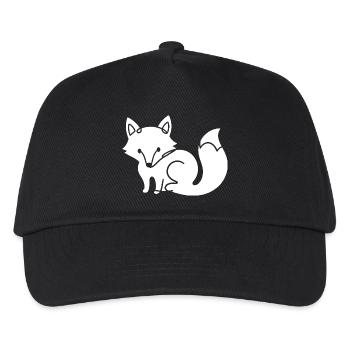 Fuchs Silhouette – Waldtier Minimal Motiv - Kinder Basecap - Schwarz - Vorne