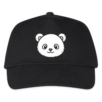 Süßer Panda Skizze – flauschiges Tiermotiv - Kinder Basecap - Schwarz - Vorne