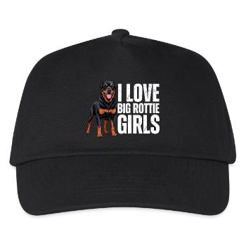 I Love Big Rottie Girls Rottweiler Hund - Kinder Basecap - Schwarz - Vorne