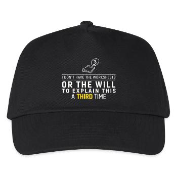 Third Time No Worksheets Tee - Kids’ Baseball Cap - black - Front