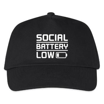 Social Battery Low Introvert Saying Shirt - Kids’ Baseball Cap - black - Front