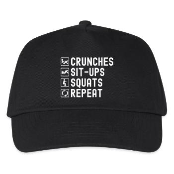 Gym Junkies Crunches Sit-Ups Squats Calisthenics - Kinder Basecap - Schwarz - Vorne