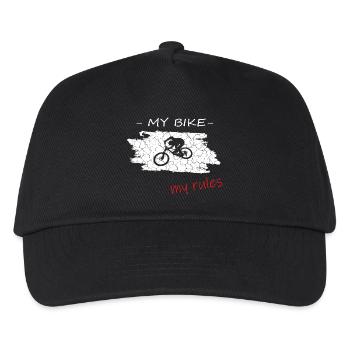 Mein Bike Meine Regeln, my bike my rules - Kinder Basecap - Schwarz - Vorne
