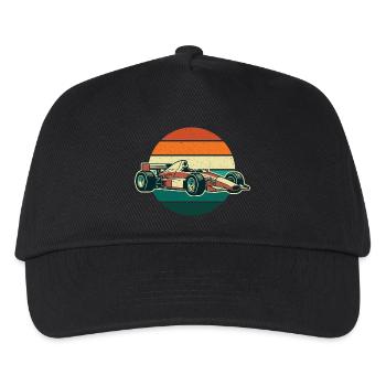 Retro Offenwagen-Rennwagen – Oldtimer-Motorsport - Kinder Basecap - Schwarz - Vorne