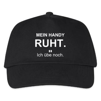 Mein Handy ruht – Ich übe noch – weiß - Kinder Basecap - Schwarz - Vorne