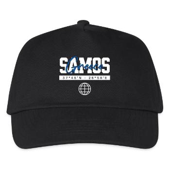 Samos Griechenland Koordinaten Reise Souvenir - Kinder Basecap - Schwarz - Vorne