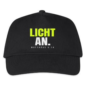 Licht an. – Matthäus 5,14 - Kinder Basecap - Schwarz - Vorne