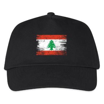 Libanon Flagge Grunge - Kinder Basecap - Schwarz - Vorne