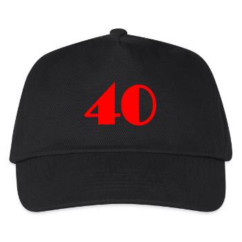 40. 40 JAHRE. 40-jähriges Jubiläum. GEBURTSTAG 40 JAHRE. - Kinder Basecap - Schwarz - Vorne