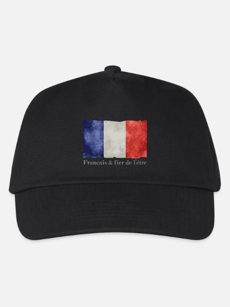 Drapeau France bleu blanc rouge Français fier - Casquette de baseball Enfant - noir