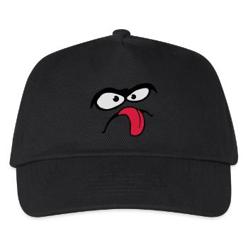 Dicke Augenbrauen Comic Gesicht Zunge Rausstrecken - Kinder Basecap - Schwarz - Vorne