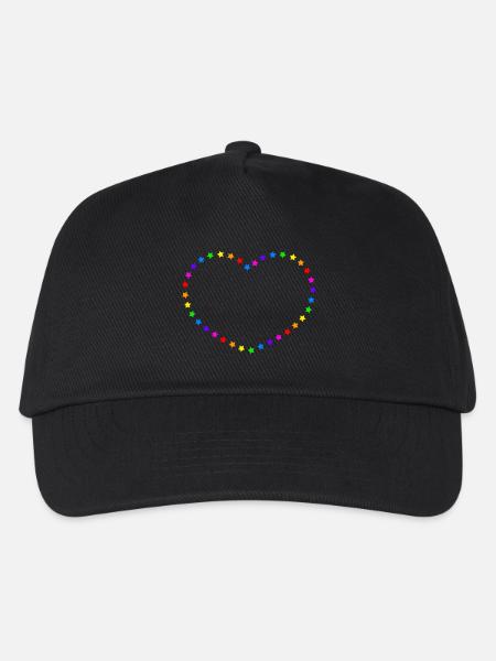 Regenbogen Herz - Kinder Basecap - Schwarz
