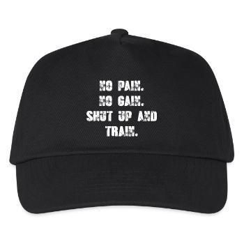 No Pain No Gain - Shut up and Train. - Kinder Basecap - Schwarz - Vorne