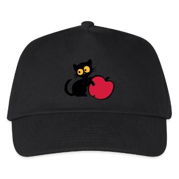 Kätzchen mit Apfel - Kinder Basecap - Schwarz - Vorne