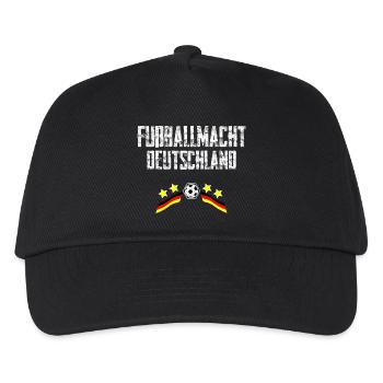 Deutschland, Fußballmacht, Fußball, Sport, Vintage - Kinder Basecap - Schwarz - Vorne