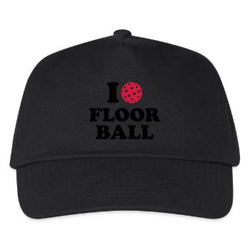 I love Floorball - Kinder Basecap - Schwarz - Vorne