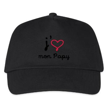 J'aime mon Papy [ Bébé / Naissance ] - Casquette de baseball Enfant - noir - Devant