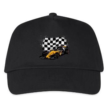 Racecar - Rennauto - Racing Flag - Kinder Basecap - Schwarz - Vorne