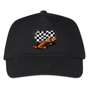 Racecar - Rennauto - Racing Flag - Kinder Basecap - Schwarz - Vorne