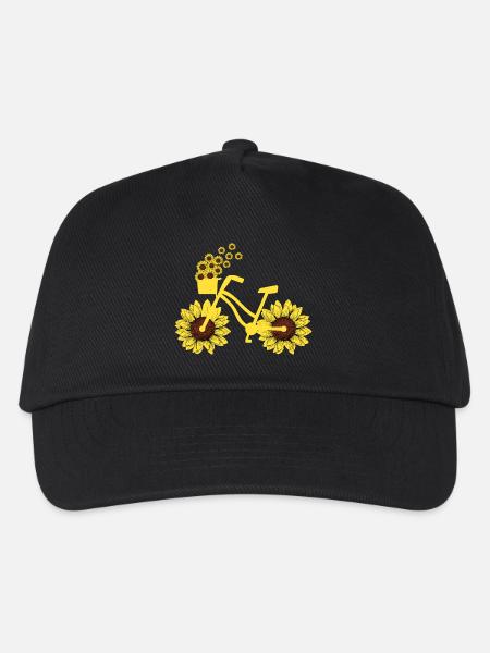 Fahrrad Sonnenblume Radfahren Hippie Sommer Urlaub - Kinder Basecap - Schwarz