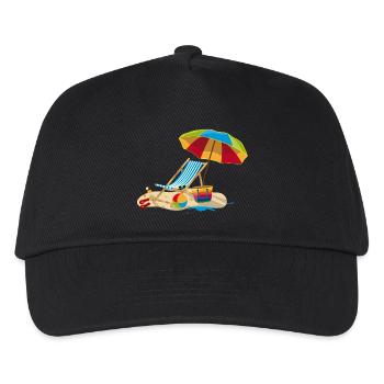 Chaise longue sur la plage - Détente en vacances - Casquette de baseball Enfant - noir - Devant