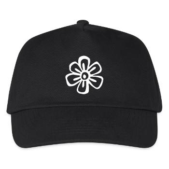 Eine weiße Blume mit breiten Strichen. - Kinder Basecap - Schwarz - Vorne