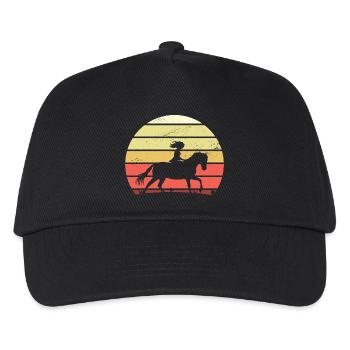 Sonnenuntergang Reiterin auf Pferd - Kinder Basecap - Schwarz - Vorne