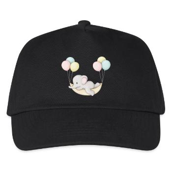 cute baby elephant in hammock - Kids’ Baseball Cap - black - Front