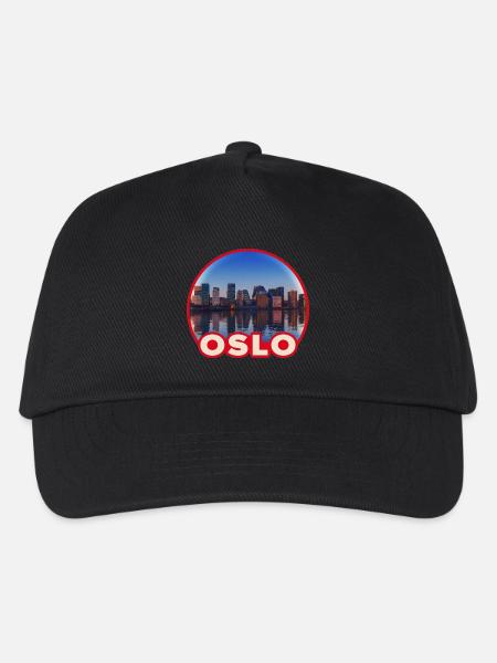 Oslo Skyline Rundlogo - Kinder Basecap - Schwarz
