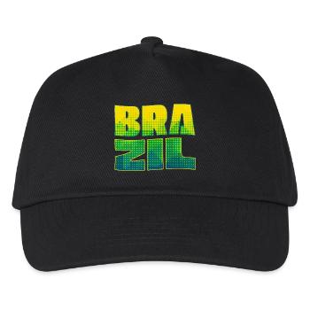 Brazil Schriftzug in Nationalfarben - Kinder Basecap - Schwarz - Vorne