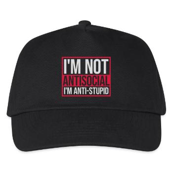 not antisocial anti stupid - Kids’ Baseball Cap - black - Front