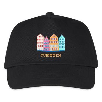 Tübingen, Neckaransicht, Zeichnung, Deutschland - Kinder Basecap - Schwarz - Vorne