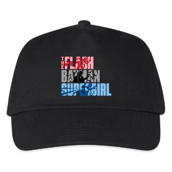 The Flash Schriftzug Mit Batman Und Supergirl - Kinder Basecap - Schwarz - Vorne
