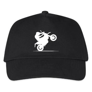 Motorrad Biker Symbol Wheelie Cross Freestyle icon - Kinder Basecap - Schwarz - Vorne