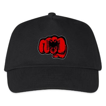 Albanien Flagge Hand Faust - Kinder Basecap - Schwarz - Vorne