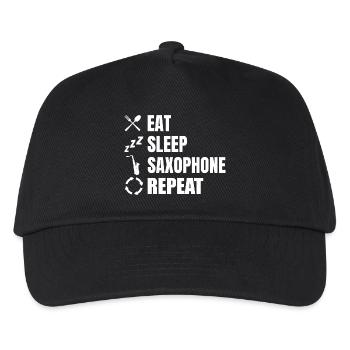 Eat Sleep Saxophone Repeat - Kinder Basecap - Schwarz - Vorne