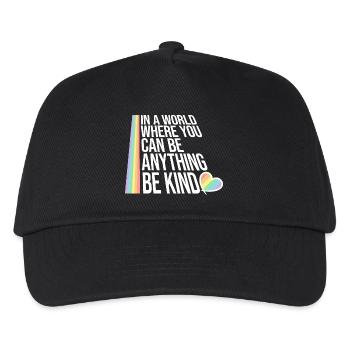 In A World Where You Can Be Anything Be Kind Zitat - Kinder Basecap - Schwarz - Vorne