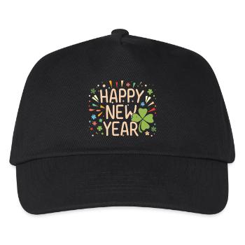 Neujahrsfreude mit Shamrock - Kinder Basecap - Schwarz - Vorne