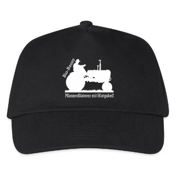 Bio Bauer Pflanzenflüsterer mit Mistgabel Geschenk - Kinder Basecap - Schwarz - Vorne