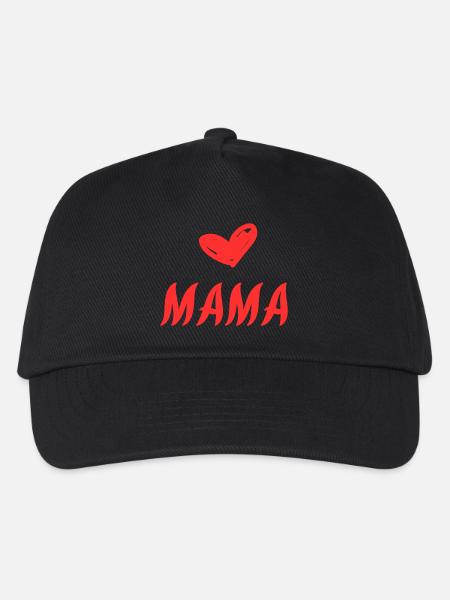 Rotes Herz Mama Handlettering - Kinder Basecap - Schwarz