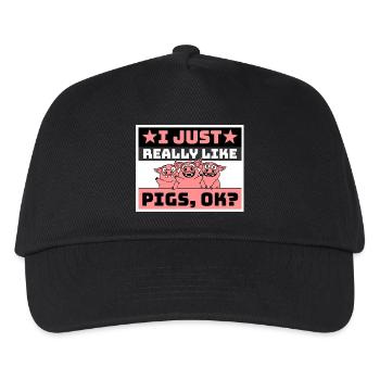 I Just Really Like Pigs, OK Funny Cute Pig Lover - Kids’ Baseball Cap - black - Front